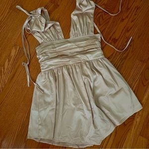 CIDER gold satin tie strap mini dress
